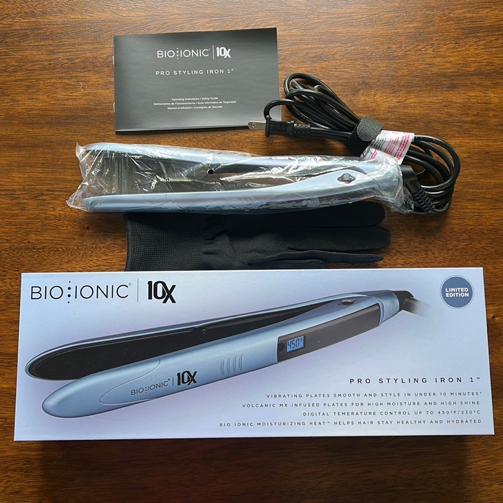 Bio Ionic 10X Limited Edition 1” Pro Styling Flat Iron Blue (New in box)
